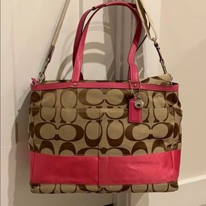 Pink Signature Coach Diaper Bag/Laptop Bag